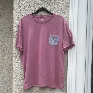 Marine Layer Men's Pink Saddle Tshirt with Grey Stripe Pocket Size L